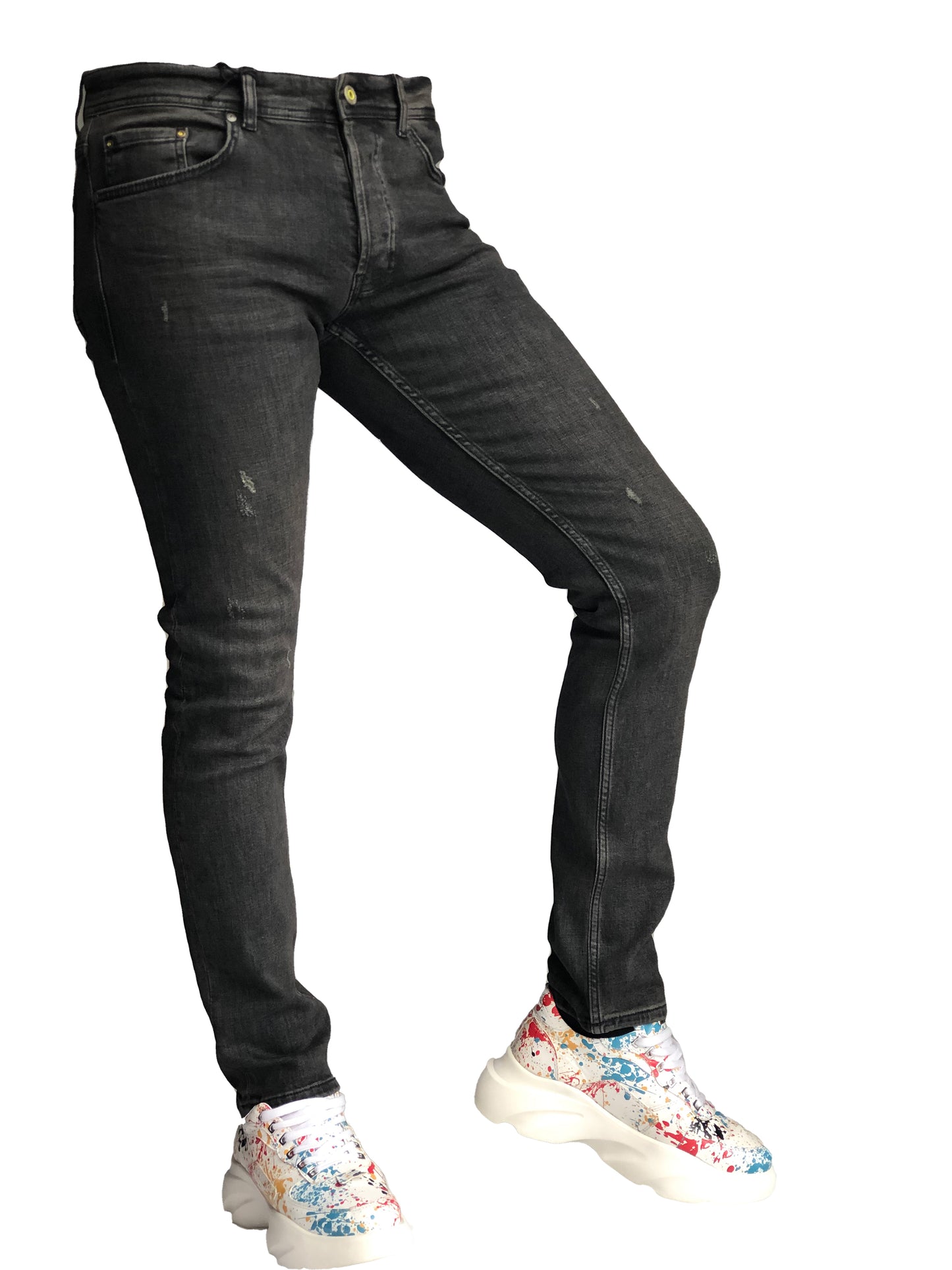 Jean Slim Fit Homme Noir Pétrole Coton Confortable 7276