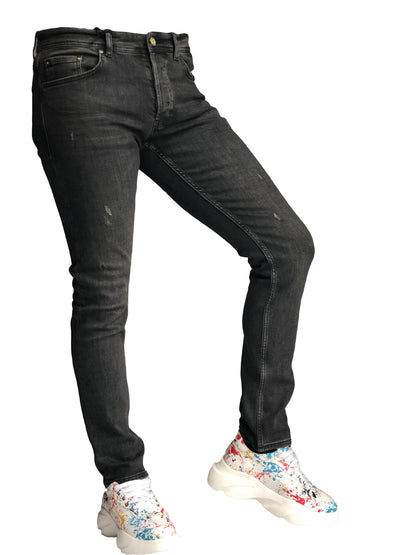 Slim Fit Mens Jeans Black Petrol Comfortable Cotton 7276