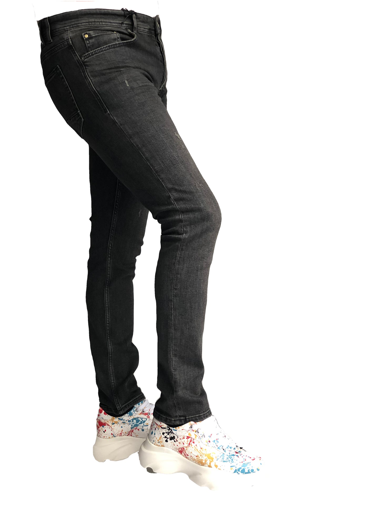 Slim Fit Mens Jeans Black Petrol Comfortable Cotton 7276