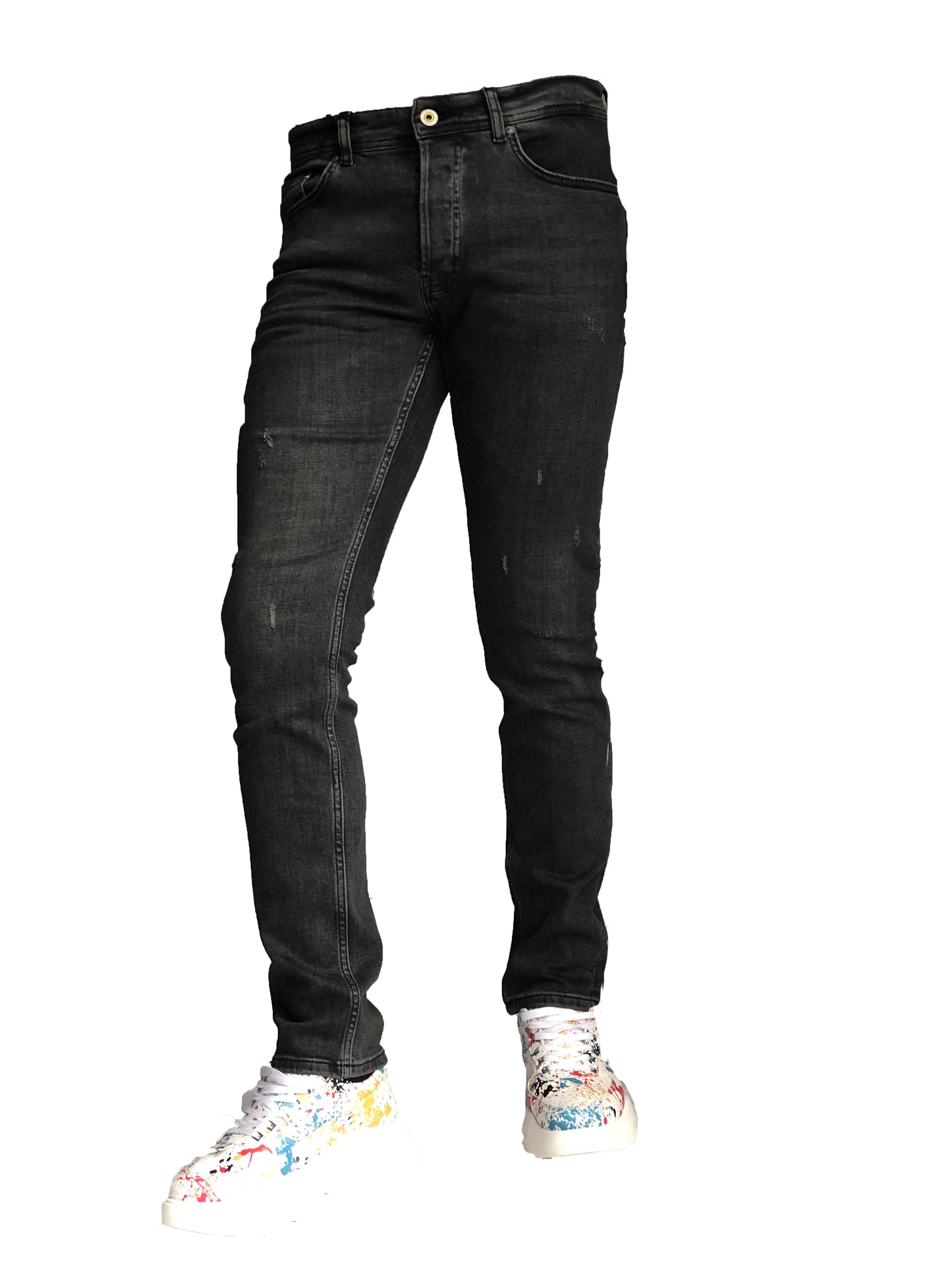 Slim Fit Mens Jeans Black Petrol Comfortable Cotton 7276