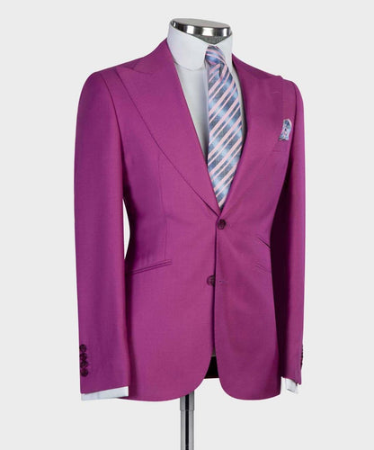 Costume 3 pièces pour homme, simple boutonnage, violet, revers en pointe, idéal pour mariage, affaires, bal, SV3 