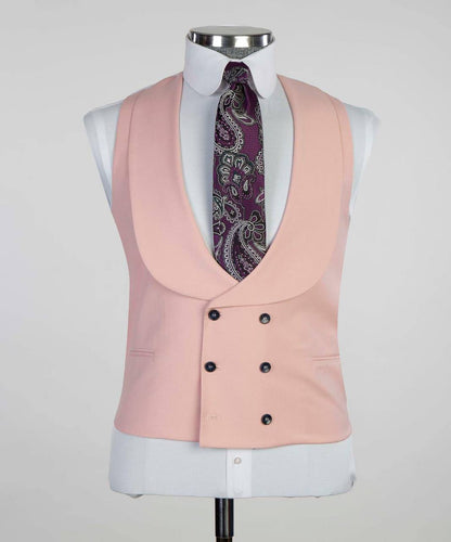 Men's 3 Piece, Single Breasted, Pink Suit, Peak Lapel, Best for Wedding, Business, Prom, SV3