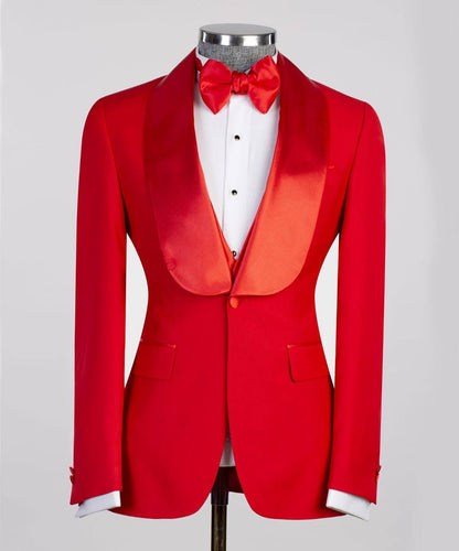 Smoking rouge 3 pièces pour homme, costume, costume, look élégant, idéal pour mariage, spectacles, bal, célébrations 