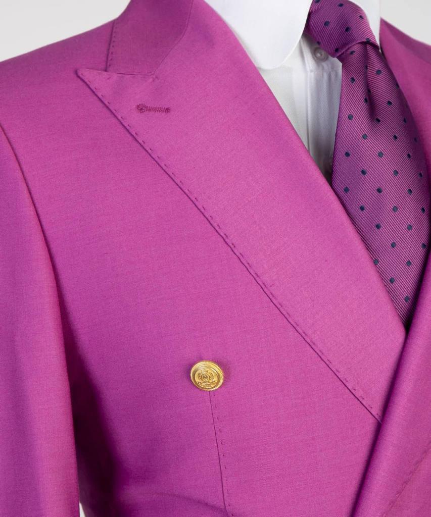 Double Breasted Pink Suit Peak Lapel 2pc