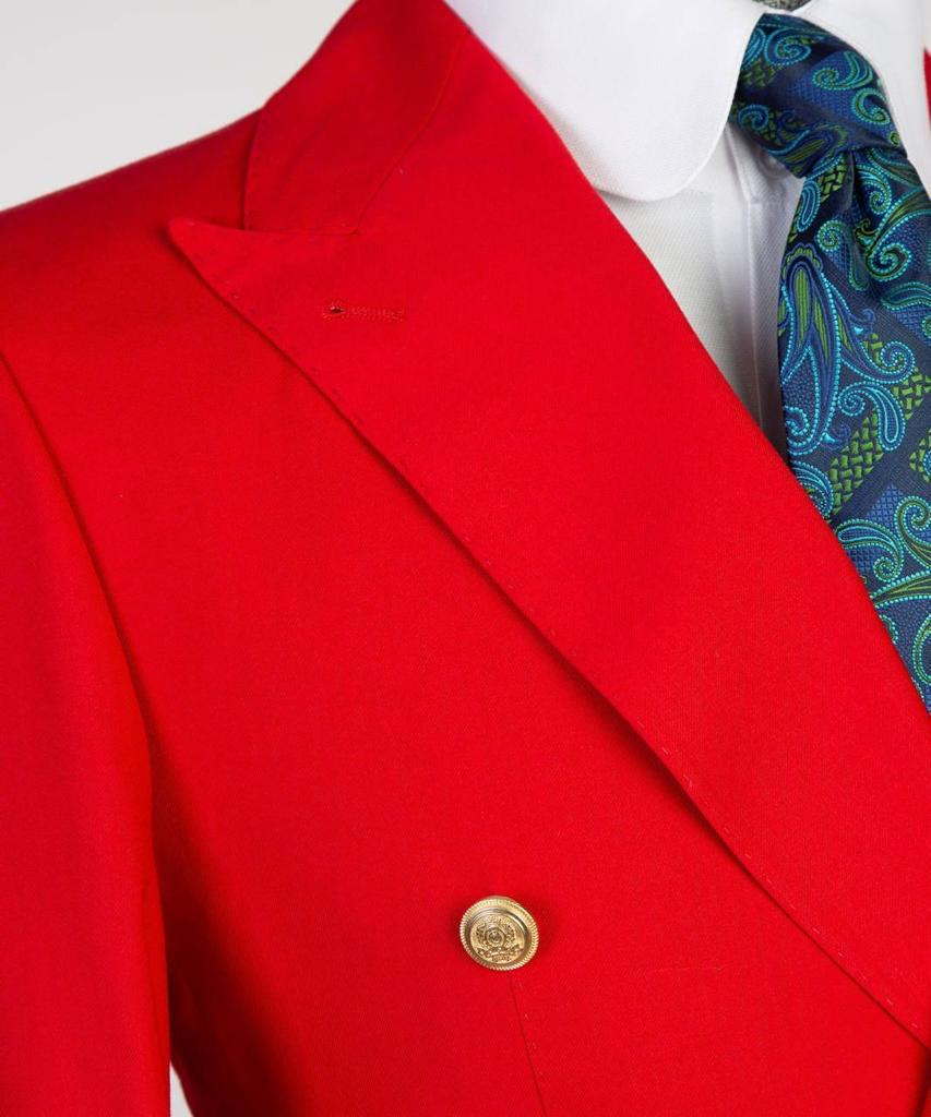 Costume pour homme, 2 pièces, double boutonnage, rouge, revers en pointe, conçu pour un look élégant, TPL