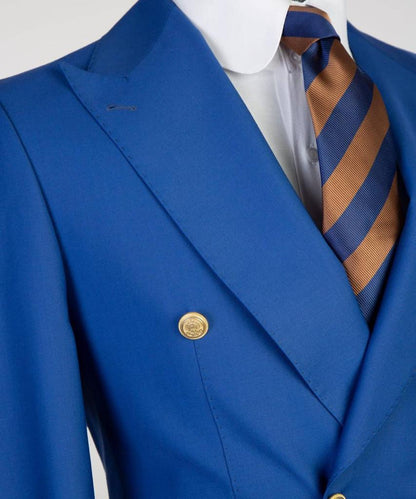 Double Breasted Blue Suit Peak Lapel 2pc