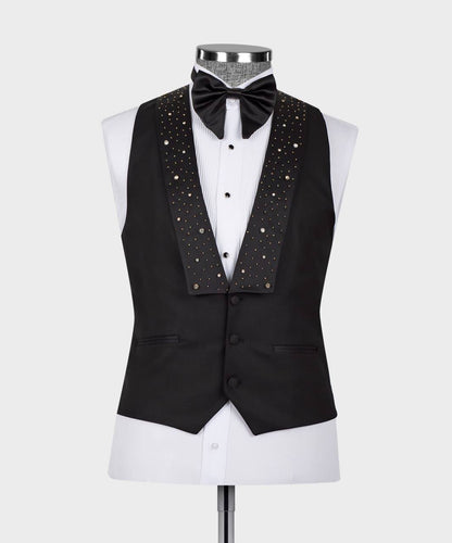 Men's 2 Piece Stoned Black Tuxedo Suit