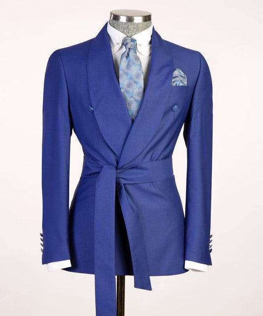 Men's 2 Piece Suit, Blue, Belted Design, Costume