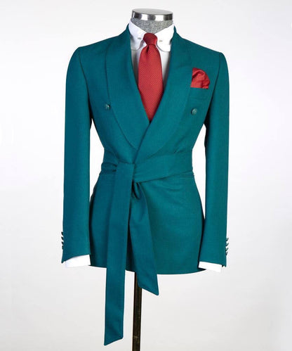 Men's 2 Piece Suit, Bright Green, Belted Design, Costume