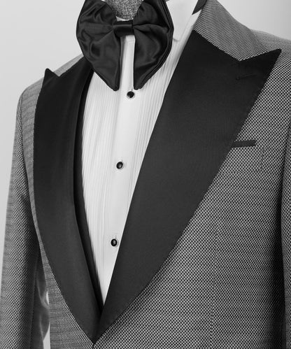 Men's 3 Piece Grey Tuxedo Black Satin Lapel