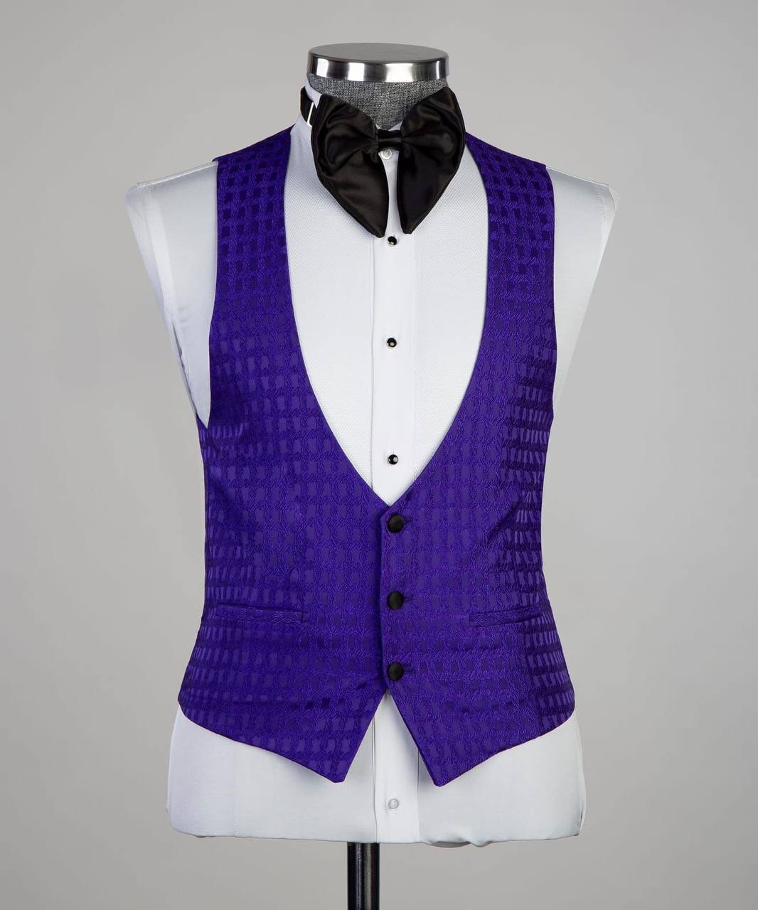 Men's 3 Piece Tuxedo, Shiny, Stone, Suit, Purple and Black, Beaded, St ...