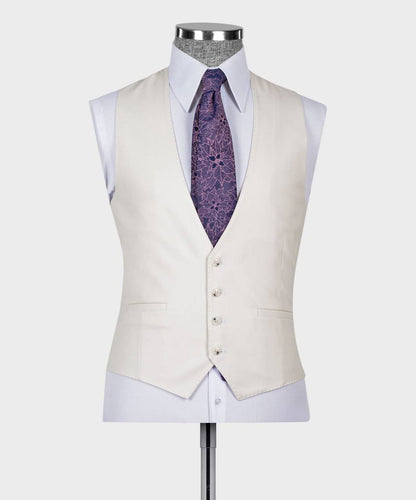 Men's 3 Piece, Beige Classic Suit