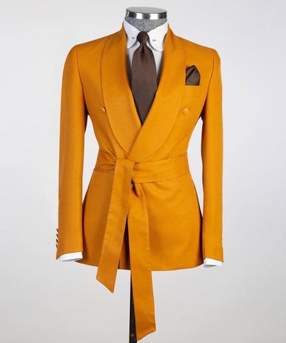 Men's 2 Piece Suit, Orange, Belted Design, Costume