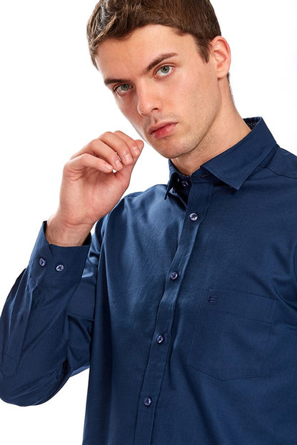 Chemise Regular Fit en coton bleu marine pour homme - Vegas