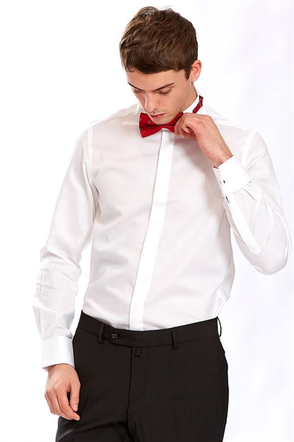 Men's Slim Fit White Cotton Shirt - Pregna