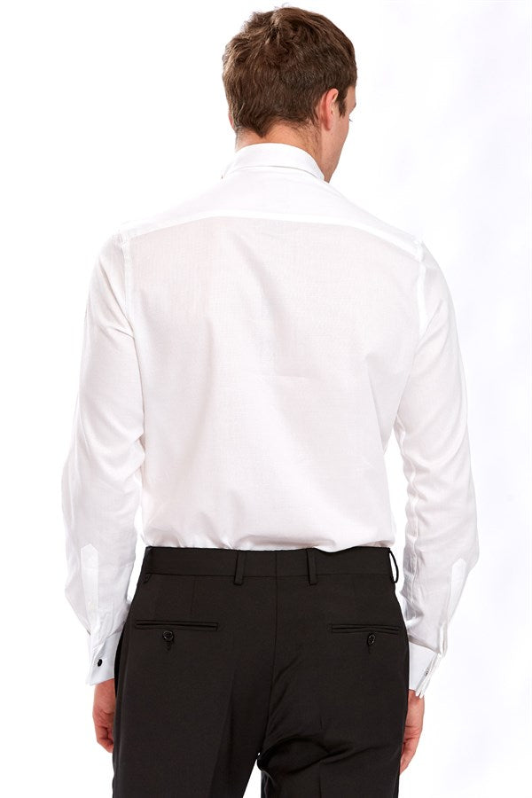 Chemise Homme Blanche En Coton Coupe Slim - Pregna